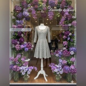 Elegant Chevron Patterned Scoop Neck Crochet Skater Dress